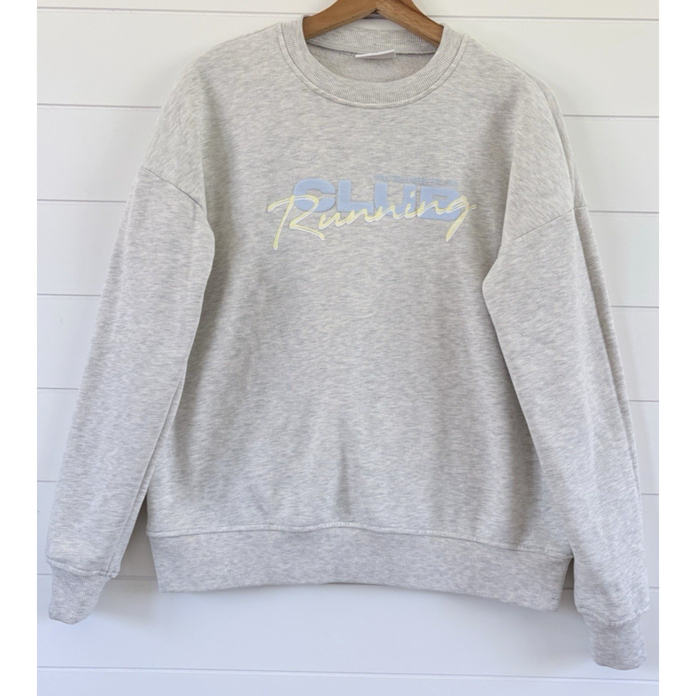 Wilo Club Running Sweatshirt Crewneck Gray Pastel Logo Fleece Pullover Size XS